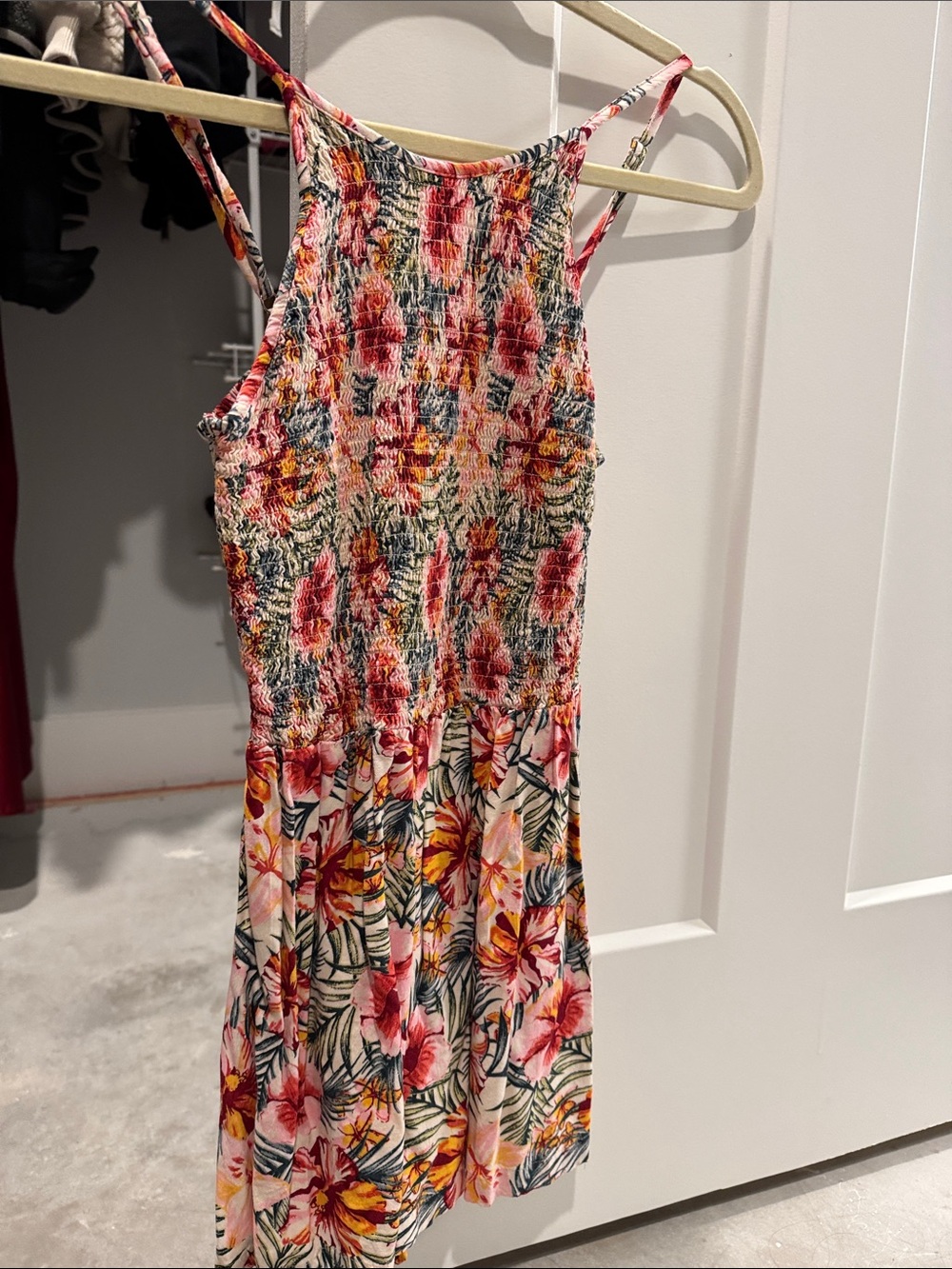 Angie Pink Floral Smocked Sundress